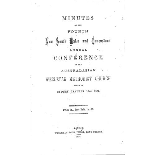 Australasian Wesleyan Methodist church; Minutes of the NSW and Queensland Annual Conference