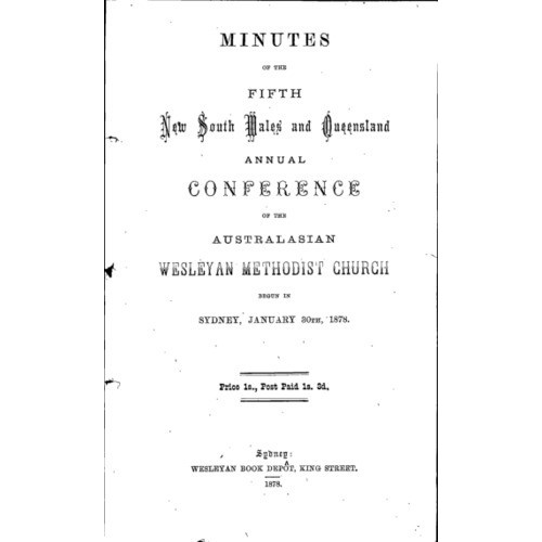 Australasian Wesleyan Methodist church; Minutes of the NSW and Queensland Annual Conference