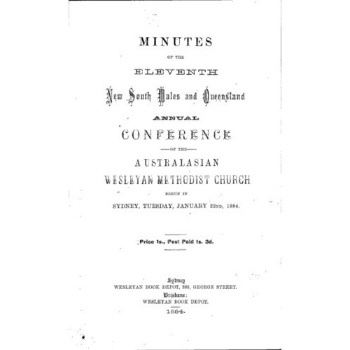 Australasian Wesleyan Methodist church; Minutes of the NSW and Queensland Annual Conference