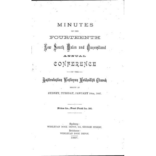 Australasian Wesleyan Methodist church; Minutes of the NSW and Queensland Annual Conference