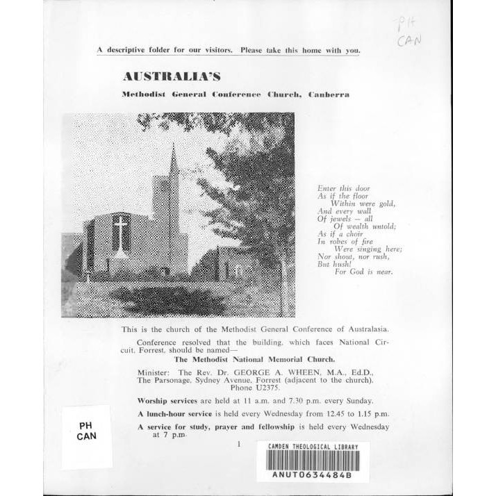 Australia's Methodist General Conference Church, Canberra.