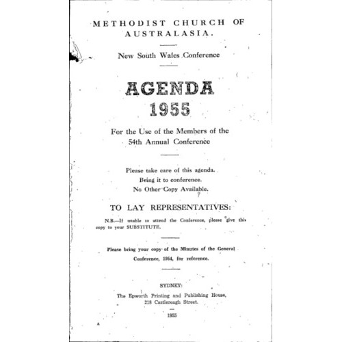 Methodist Church of Australasia. New South Wales Conference. Agenda