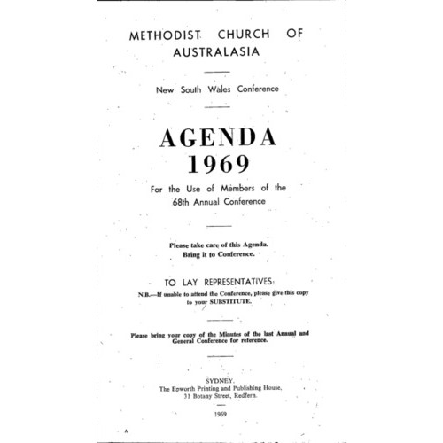 Methodist Church of Australasia. New South Wales Conference. Agenda