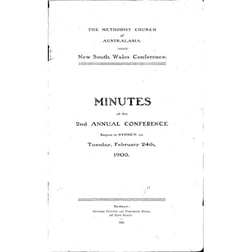 Methodist Church of Australasia. New South Wales Conference. Minutes