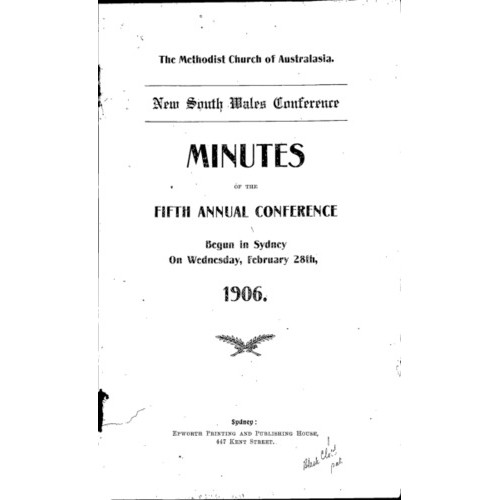 Methodist Church of Australasia. New South Wales Conference. Minutes
