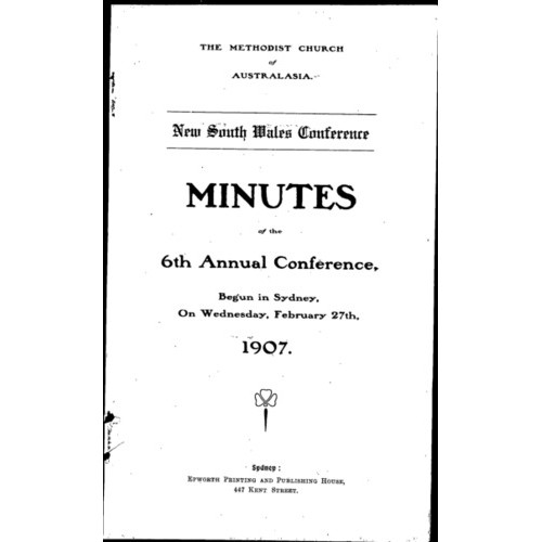 Methodist Church of Australasia. New South Wales Conference. Minutes