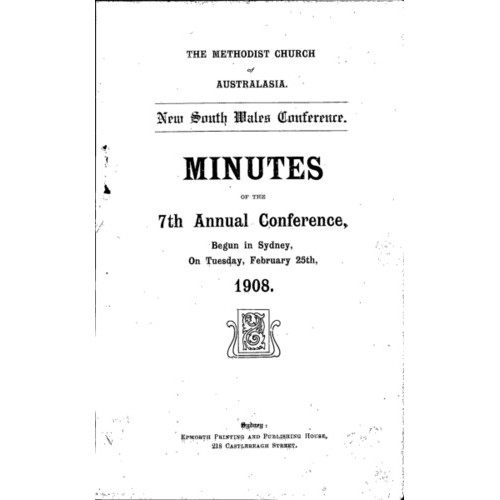 Methodist Church of Australasia. New South Wales Conference. Minutes