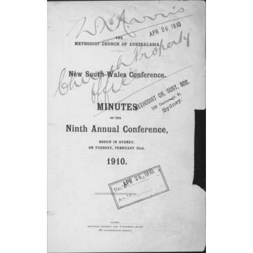 Methodist Church of Australasia. New South Wales Conference. Minutes