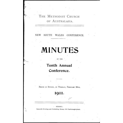 Methodist Church of Australasia. New South Wales Conference. Minutes