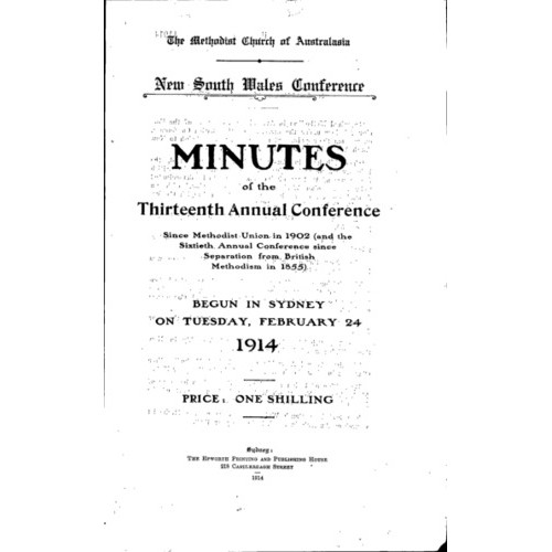 Methodist Church of Australasia. New South Wales Conference. Minutes
