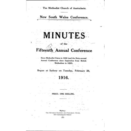 Methodist Church of Australasia. New South Wales Conference. Minutes