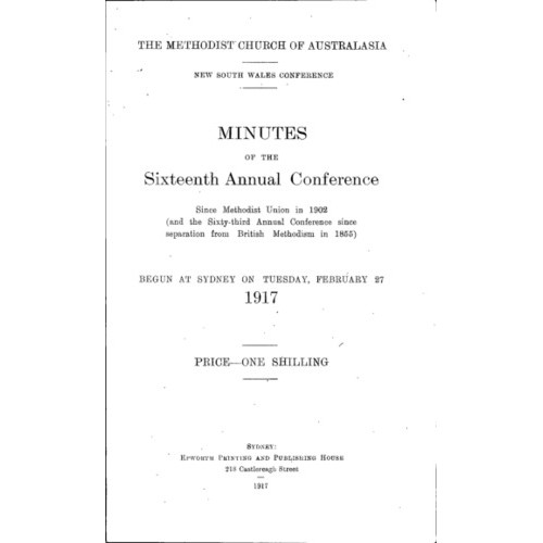 Methodist Church of Australasia. New South Wales Conference. Minutes