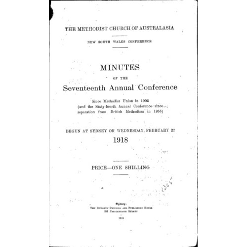 Methodist Church of Australasia. New South Wales Conference. Minutes