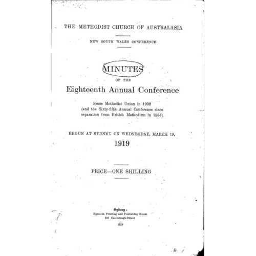 Methodist Church of Australasia. New South Wales Conference. Minutes