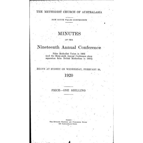 Methodist Church of Australasia. New South Wales Conference. Minutes