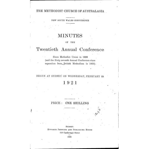 Methodist Church of Australasia. New South Wales Conference. Minutes