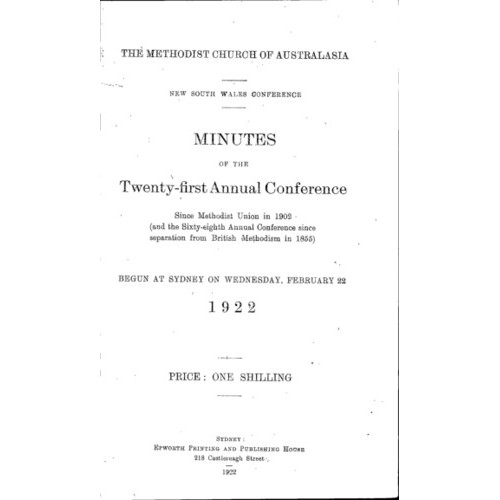 Methodist Church of Australasia. New South Wales Conference. Minutes