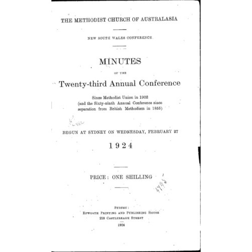 Methodist Church of Australasia. New South Wales Conference. Minutes