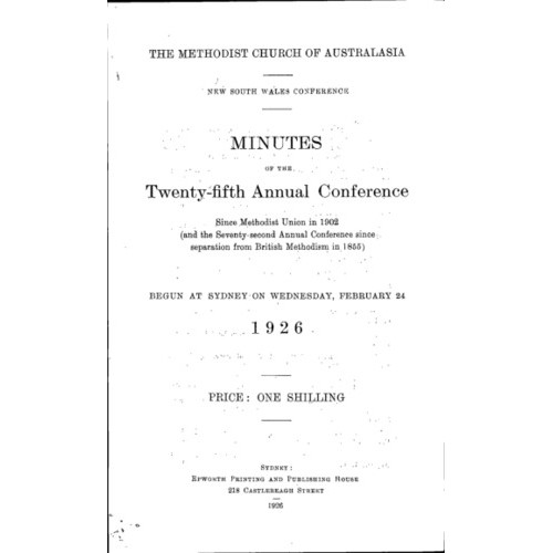 Methodist Church of Australasia. New South Wales Conference. Minutes