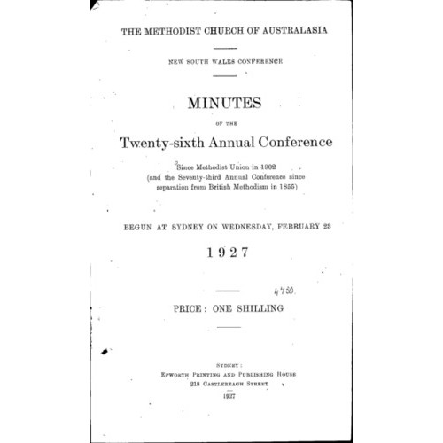 Methodist Church of Australasia. New South Wales Conference. Minutes