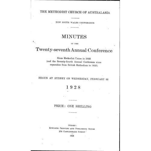 Methodist Church of Australasia. New South Wales Conference. Minutes