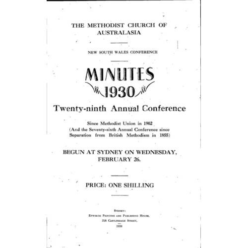 Methodist Church of Australasia. New South Wales Conference. Minutes