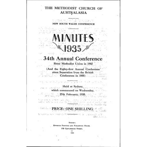 Methodist Church of Australasia. New South Wales Conference. Minutes