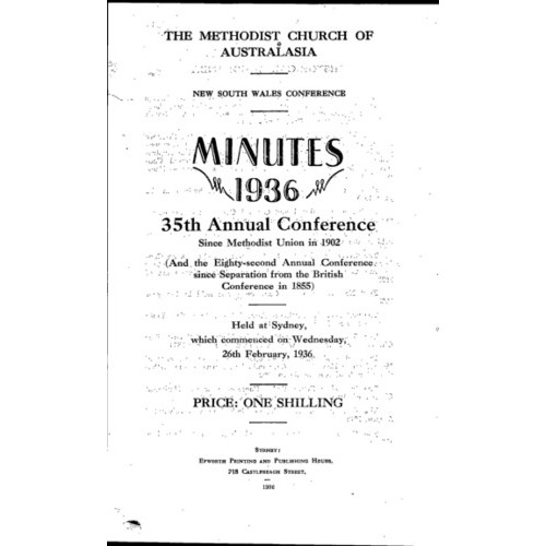Methodist Church of Australasia. New South Wales Conference. Minutes