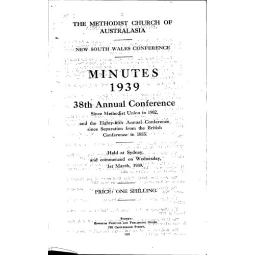 Methodist Church of Australasia. New South Wales Conference. Minutes