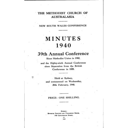 Methodist Church of Australasia. New South Wales Conference. Minutes