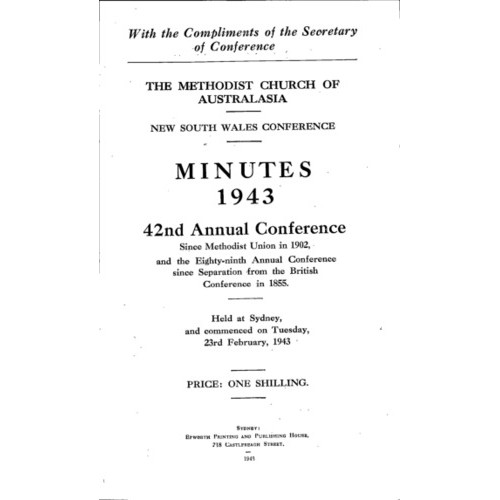 Methodist Church of Australasia. New South Wales Conference. Minutes