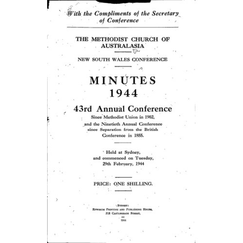 Methodist Church of Australasia. New South Wales Conference. Minutes