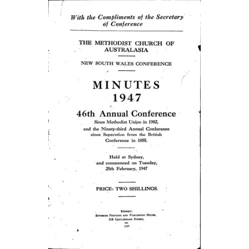 Methodist Church of Australasia. New South Wales Conference. Minutes