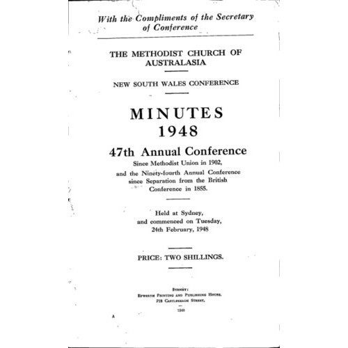 Methodist Church of Australasia. New South Wales Conference. Minutes