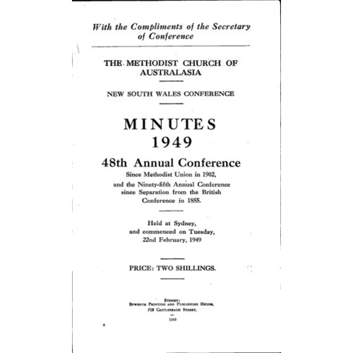 Methodist Church of Australasia. New South Wales Conference. Minutes