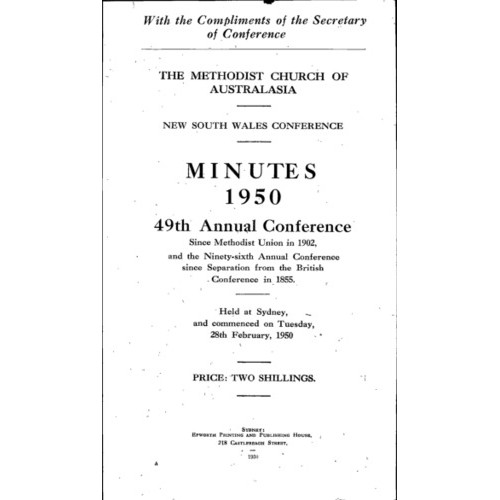 Methodist Church of Australasia. New South Wales Conference. Minutes
