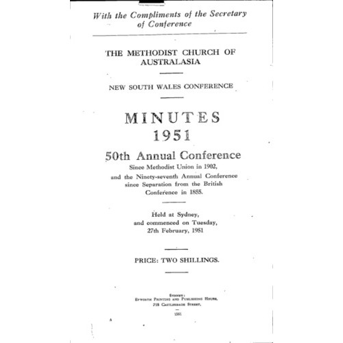 Methodist Church of Australasia. New South Wales Conference. Minutes