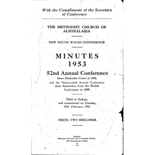 Methodist Church of Australasia. New South Wales Conference. Minutes