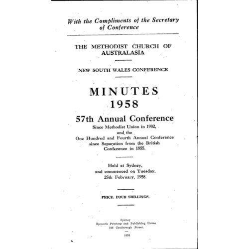 Methodist Church of Australasia. New South Wales Conference. Minutes