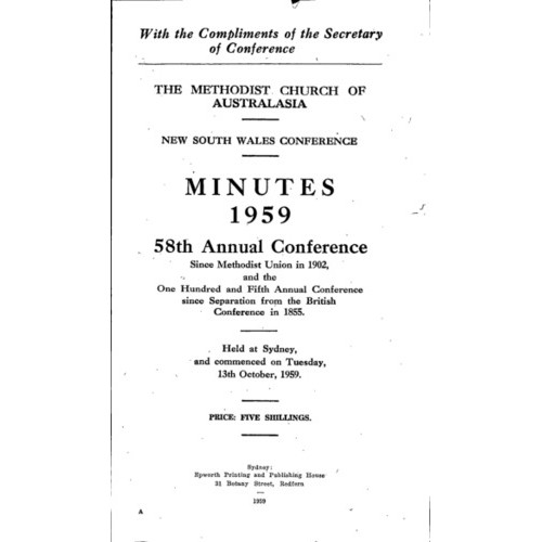 Methodist Church of Australasia. New South Wales Conference. Minutes