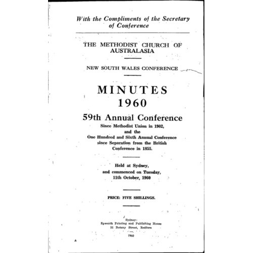 Methodist Church of Australasia. New South Wales Conference. Minutes