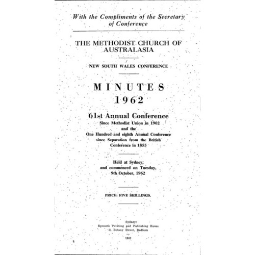 Methodist Church of Australasia. New South Wales Conference. Minutes