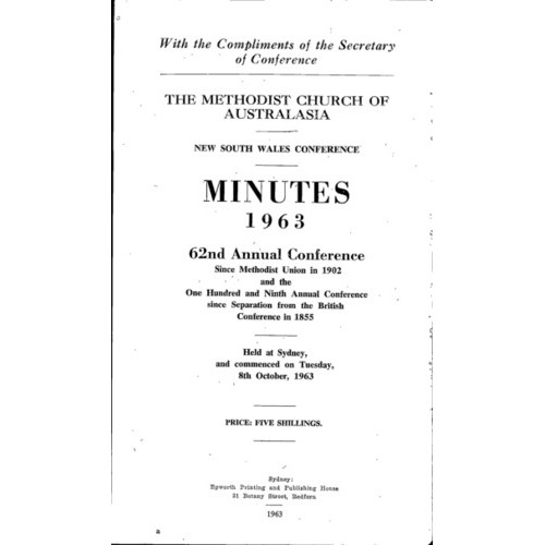 Methodist Church of Australasia. New South Wales Conference. Minutes
