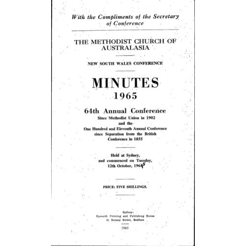 Methodist Church of Australasia. New South Wales Conference. Minutes