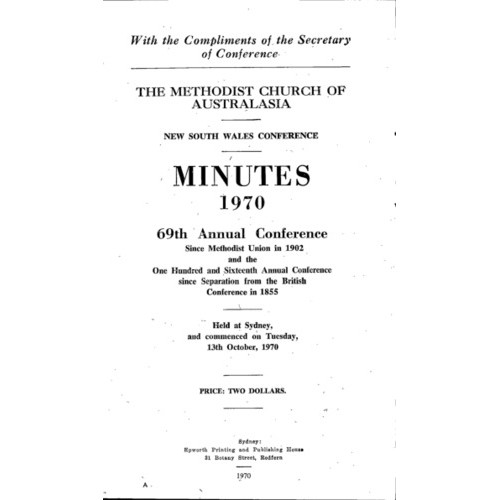 Methodist Church of Australasia. New South Wales Conference. Minutes