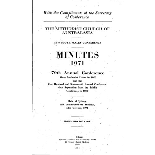 Methodist Church of Australasia. New South Wales Conference. Minutes