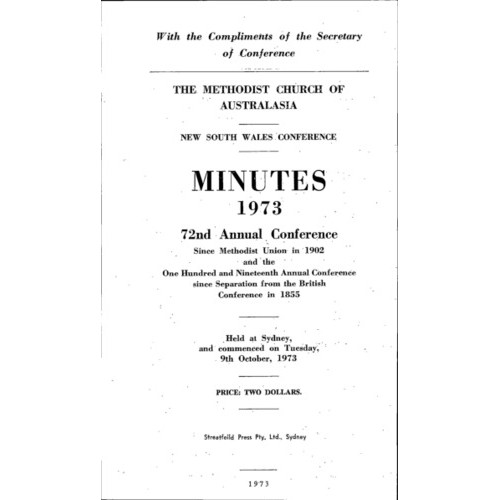 Methodist Church of Australasia. New South Wales Conference. Minutes