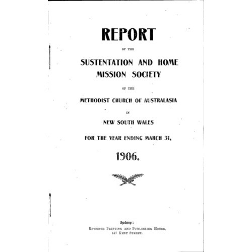 Methodist Church of Australasia. New South Wales. Sustentation and Home Mission Society. Report.