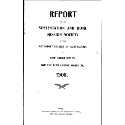 Methodist Church of Australasia. New South Wales. Sustentation and Home Mission Society. Report.