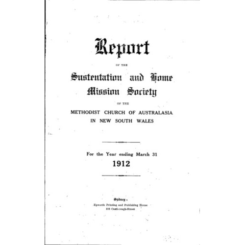 Methodist Church of Australasia. New South Wales. Sustentation and Home Mission Society. Report.